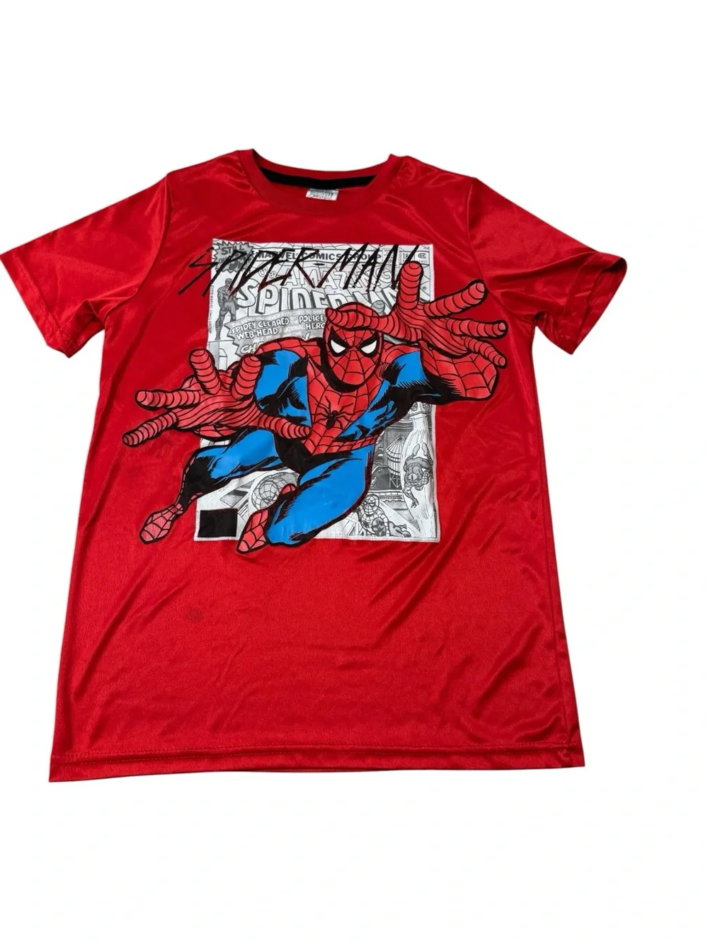 Marvel Red Spider-Man Graphic Tee & Black Web-Print Shorts Set Big Boy Size 14